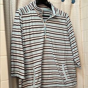 Talbots Multicolor Striped Half-Zip Top